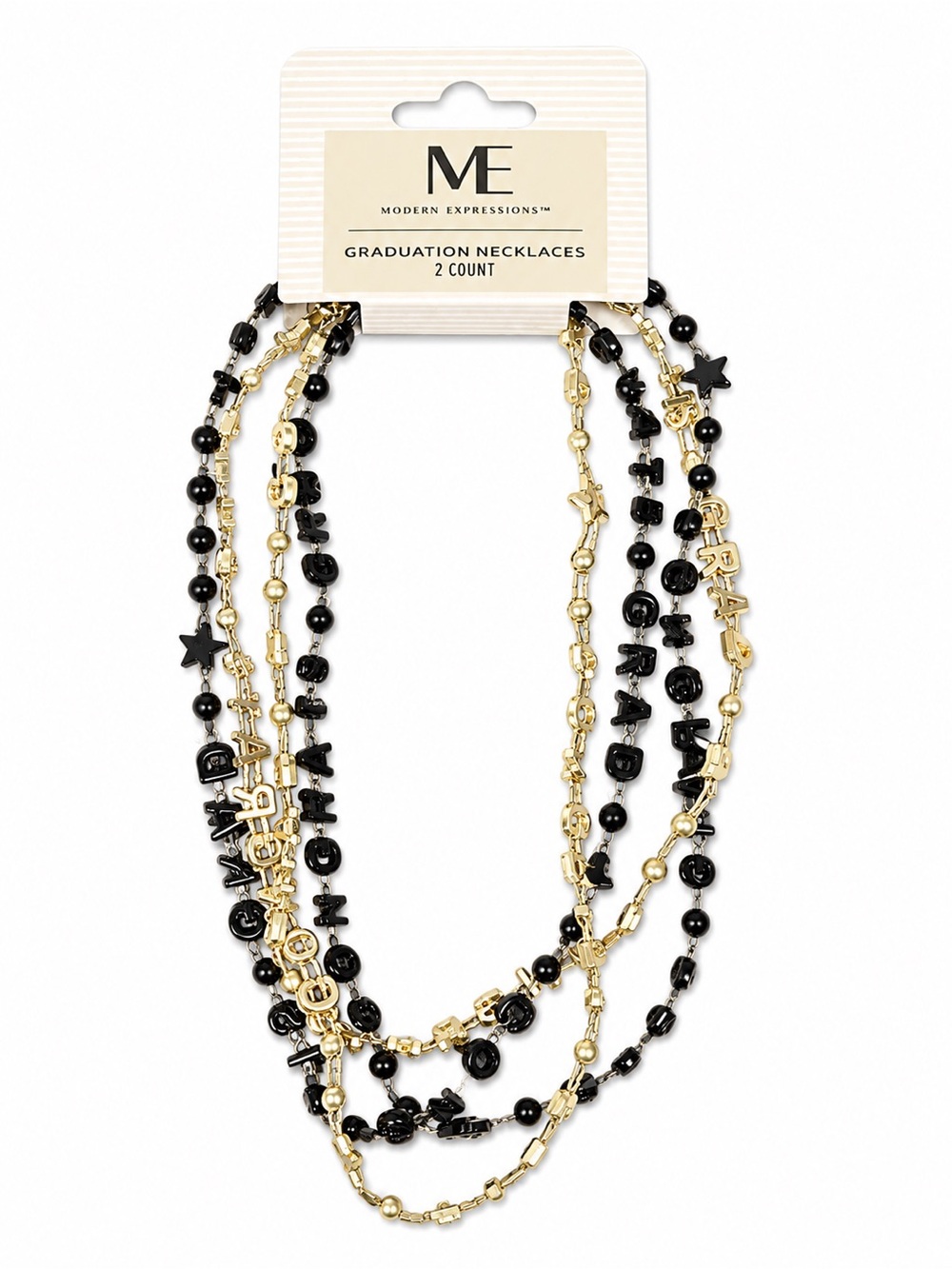 Modern Expressions Gold and Black Graduation Celebration Necklace Set, 2 pc